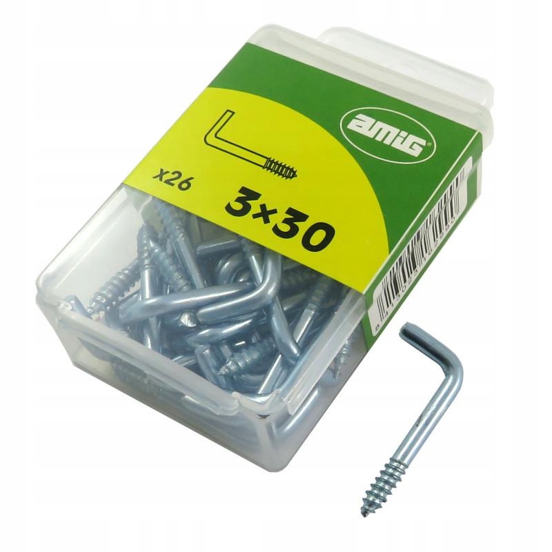 

Hak Haczyk Prosty Wkręcany 3x30mm Cynkowany 26 szt