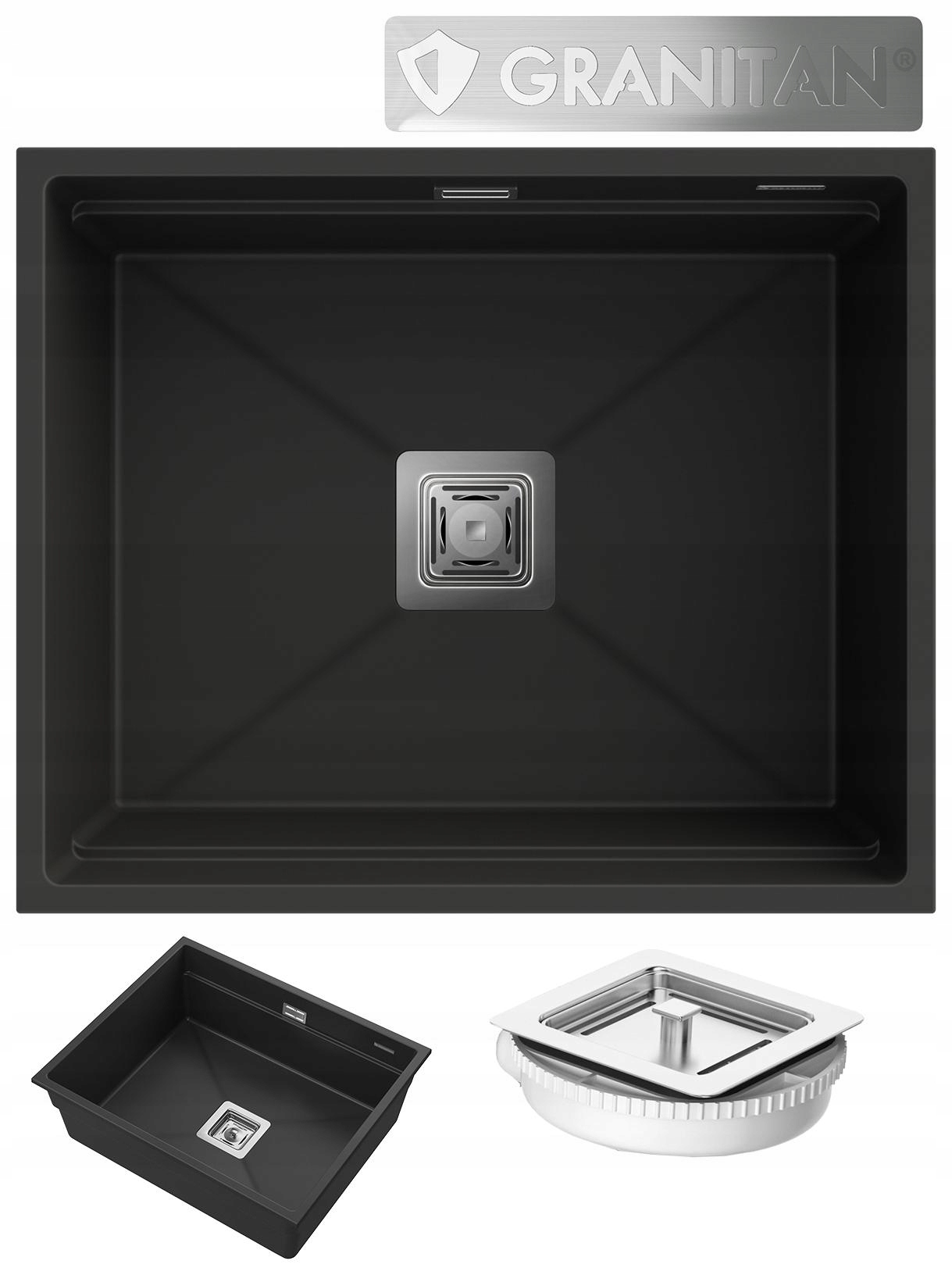 Dřez Granitový Závěsný Sifon Čtverec Epir 60