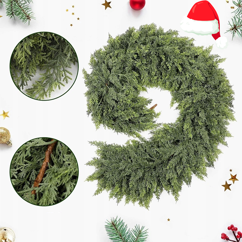 Smrkový Věnec Tuja Jedle Na Dveře Stěna Jako Živá Girlanda 180 CM