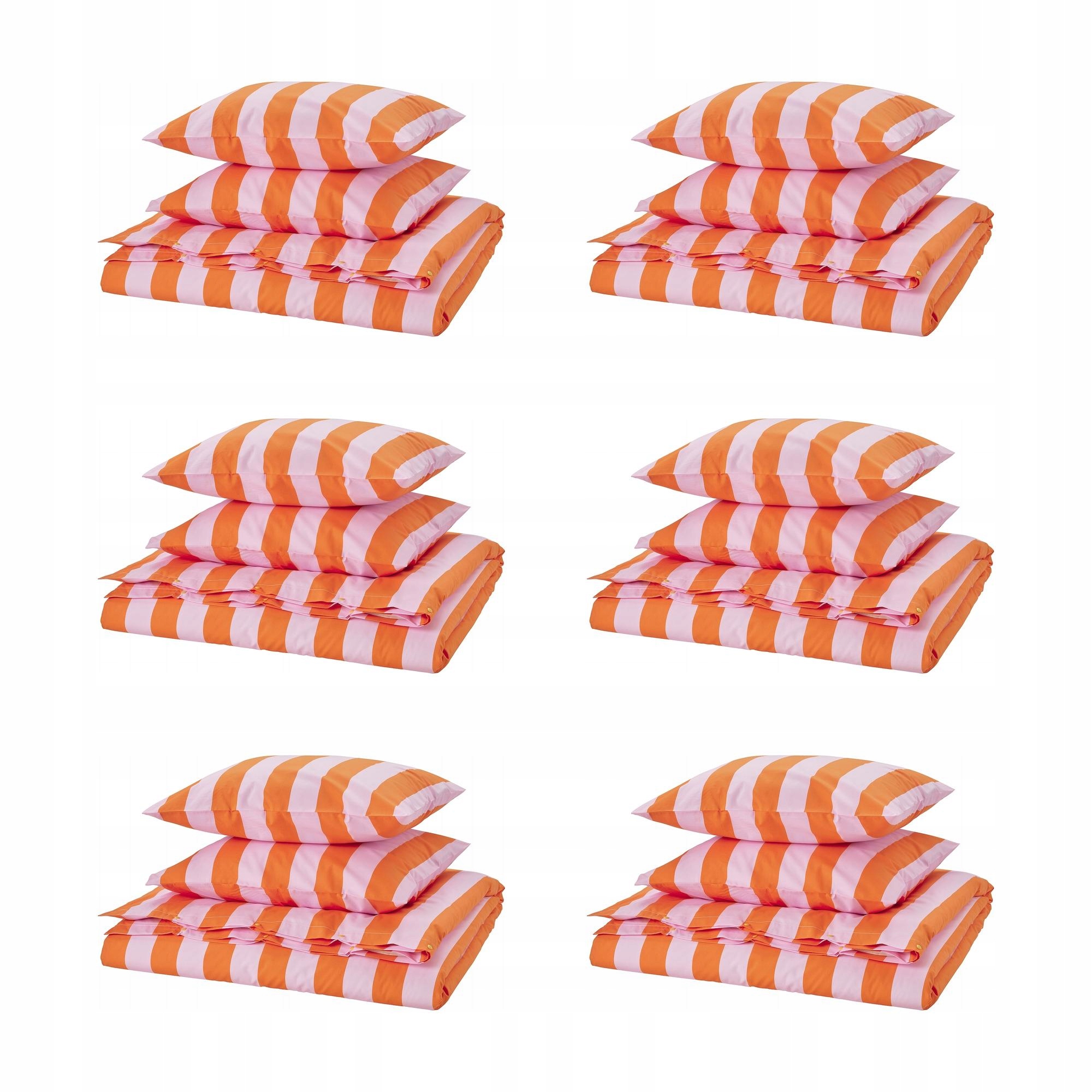 6 ks Povlečení Slanhostmal 200x200 cm oranžová růžová s proužky