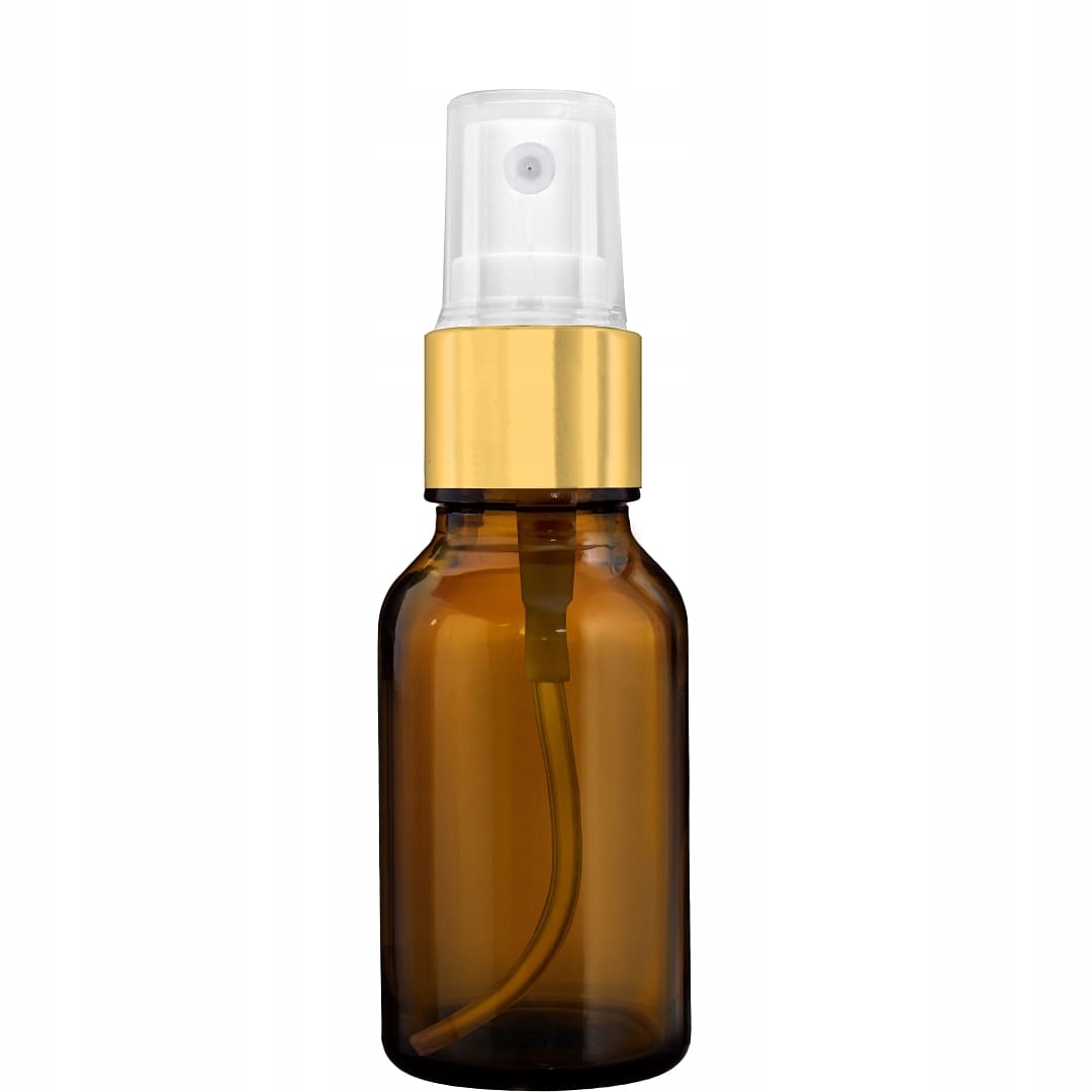 Butelka 15ml brązowa z atomizerem złotym spray