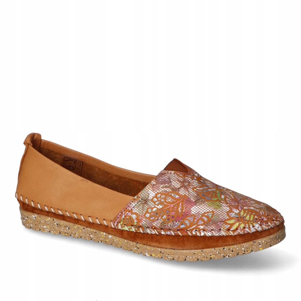 Dámské polobotky Maciejka Červené stříbrné květy Kožené 38