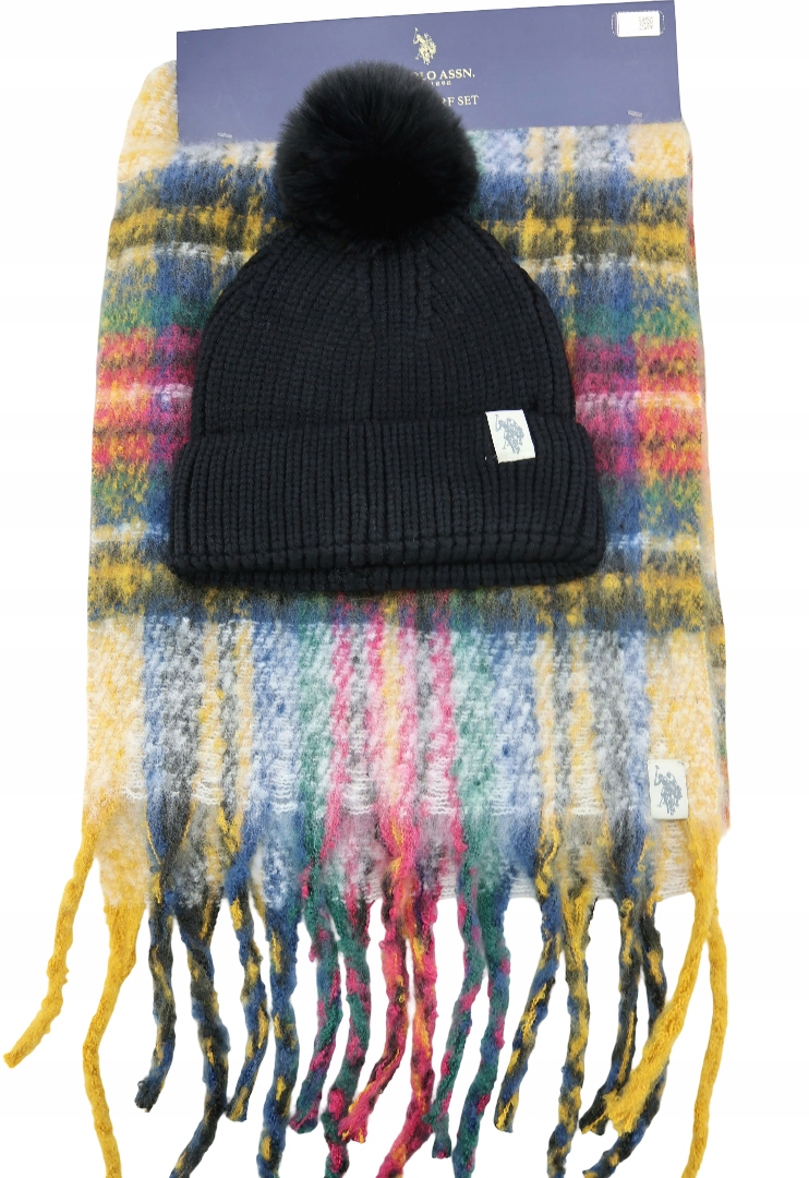 Dámská zimní sada pro mládež Čepice bambule Šála U.s. Polo Assn. Logo