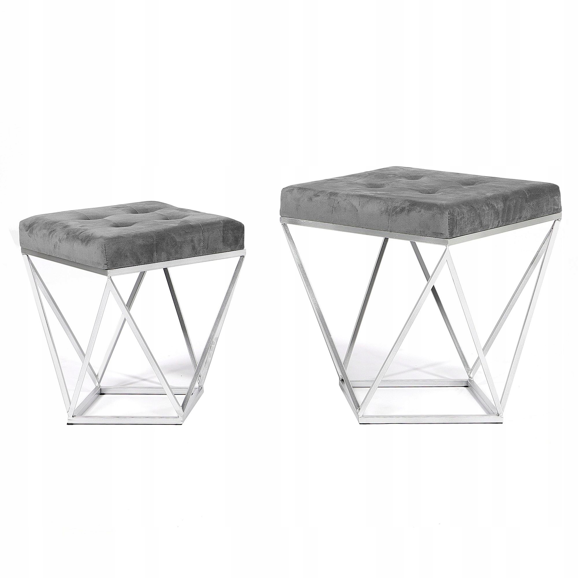 Pufa Welurowa Srebrna Szara Welur 38 + 45cm 2w1