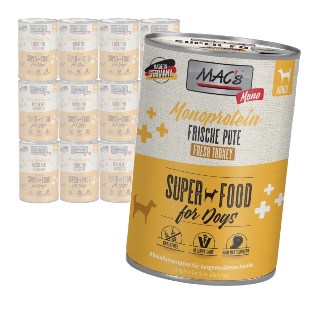 Levně Mac's Dog Monoprotein Vlhké Krmivo s krůtím masem pro psa 12 x 400 g Hypoalergenní