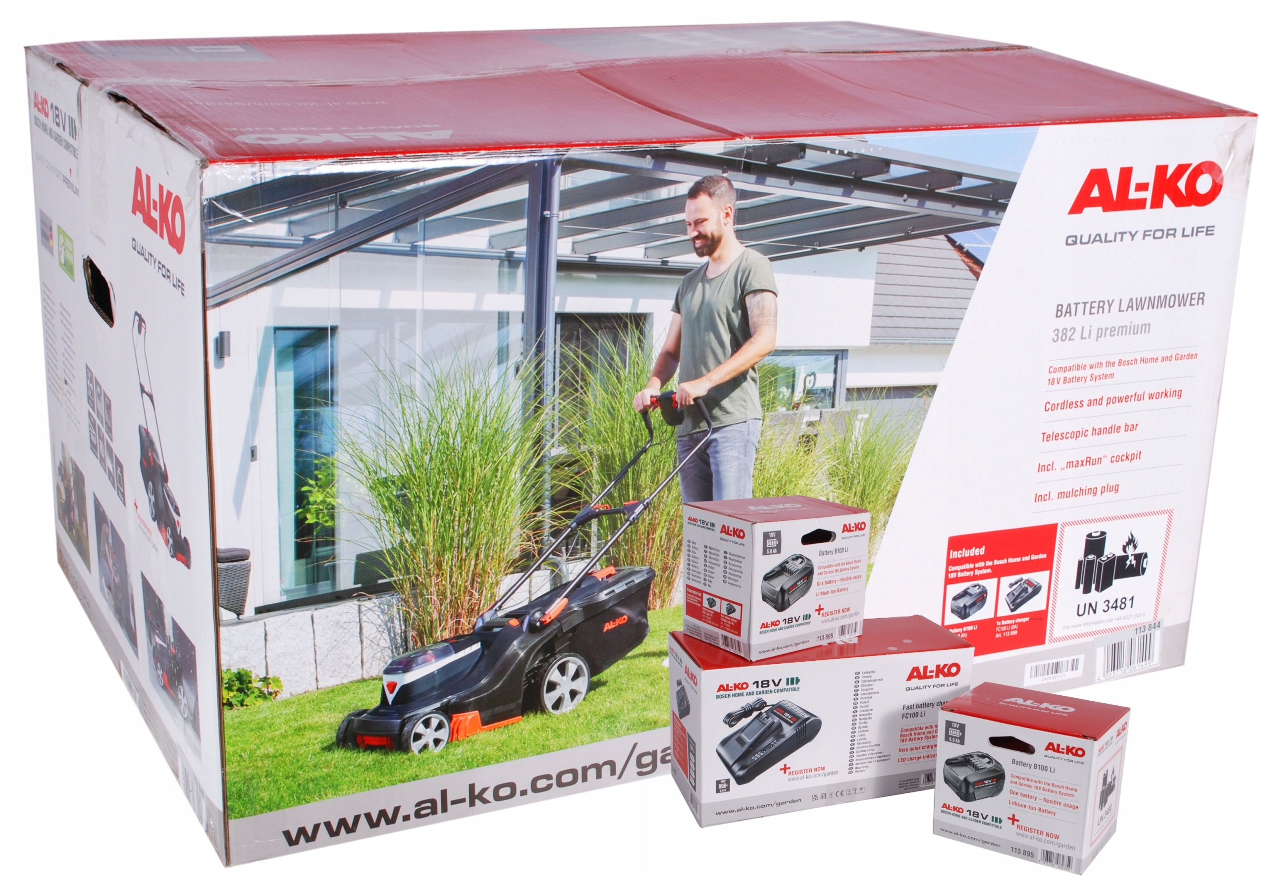 MOCNA KOSIARKA AKUMULATOROWA AL-KO 2X AKU 5.0Ah + SZYBKA ŁADOWARKA PREMIUM Wydajność koszenia 400 m²