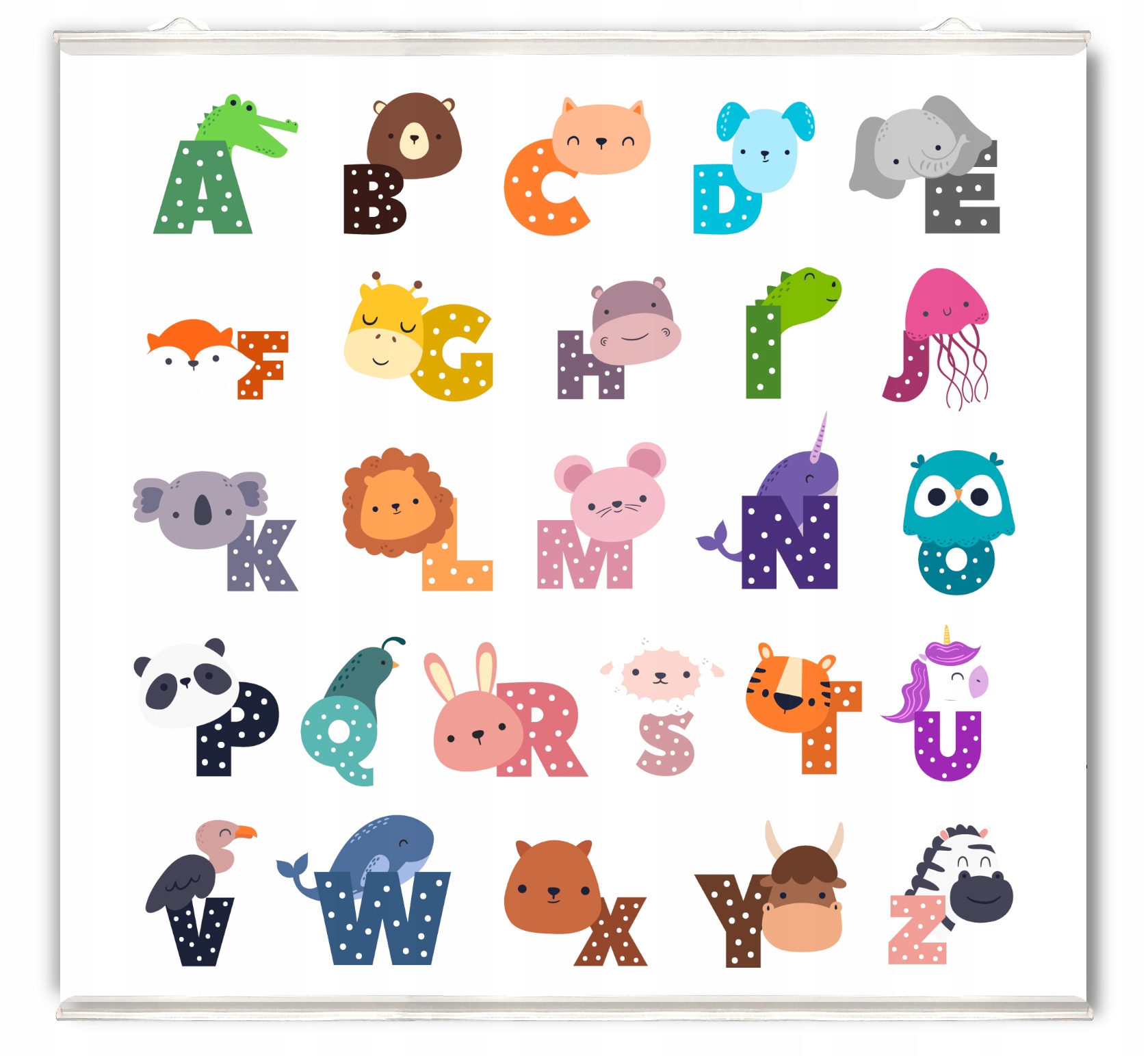 Kolorowy plakat angielski alfabet literki 50x50