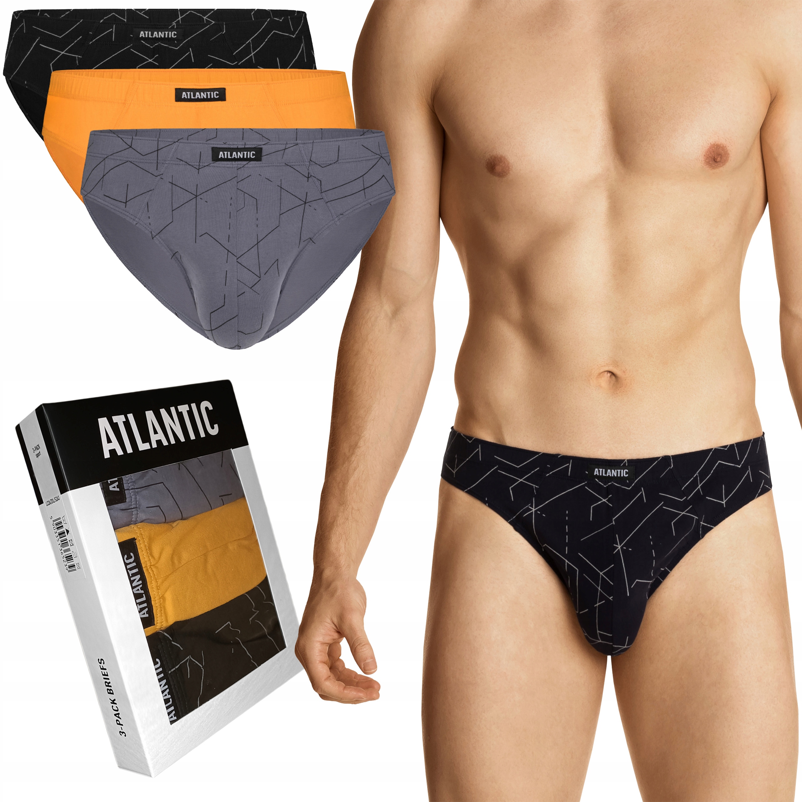

Atlantic Slipy męskie Bawełna 3MP-149 Cz/Z/Sz XL