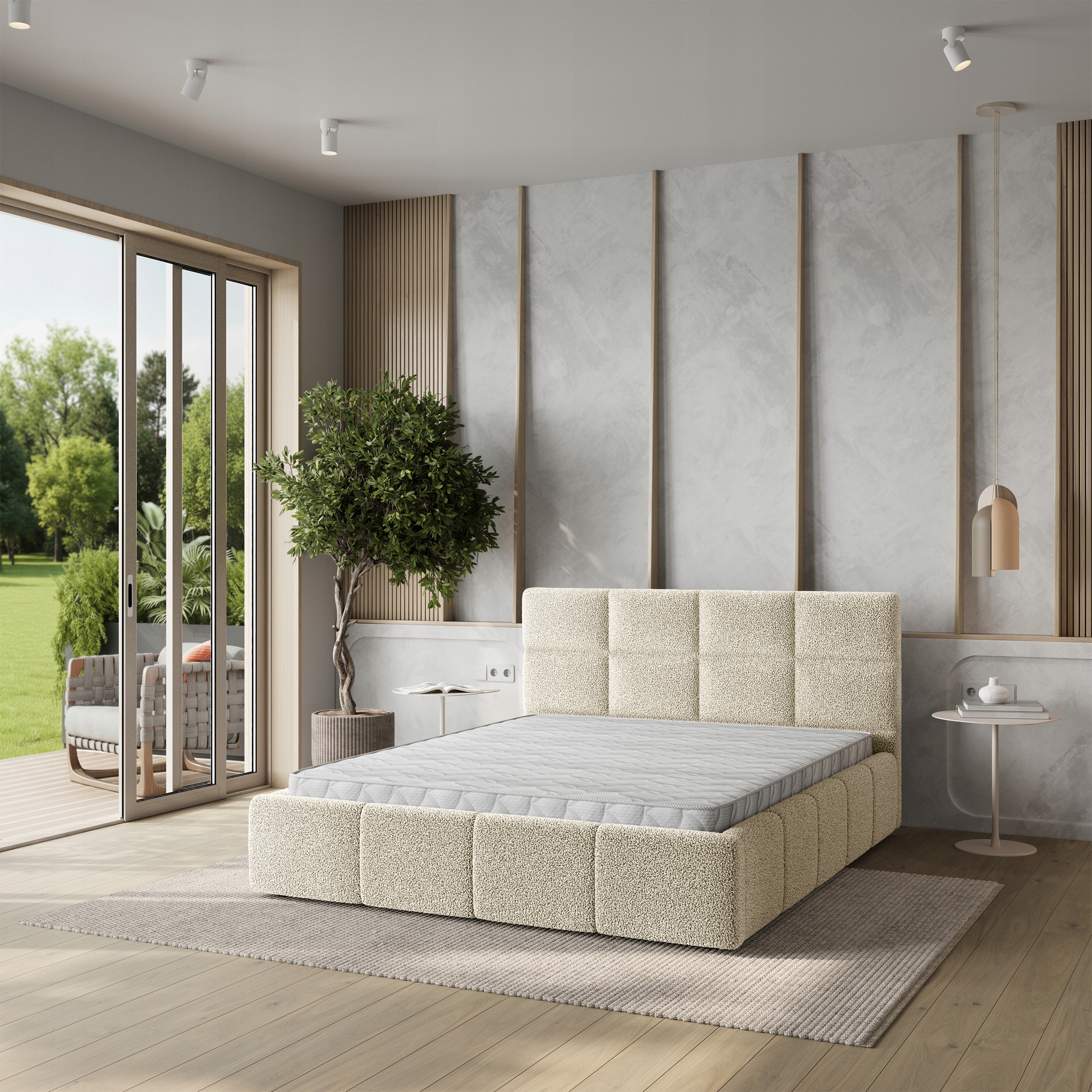 Čalouněná postel Como 120 x 200 cm Komfortní komfortní krémová