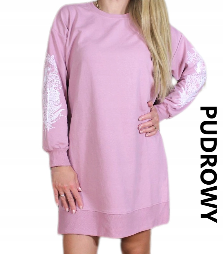 BLUZA TUNIKA NADRUK OVERSIZE MODA DAMSKA LUŹNA WYGODNA DUŻO KOLORÓW XL/XXL Kolor wielokolorowy