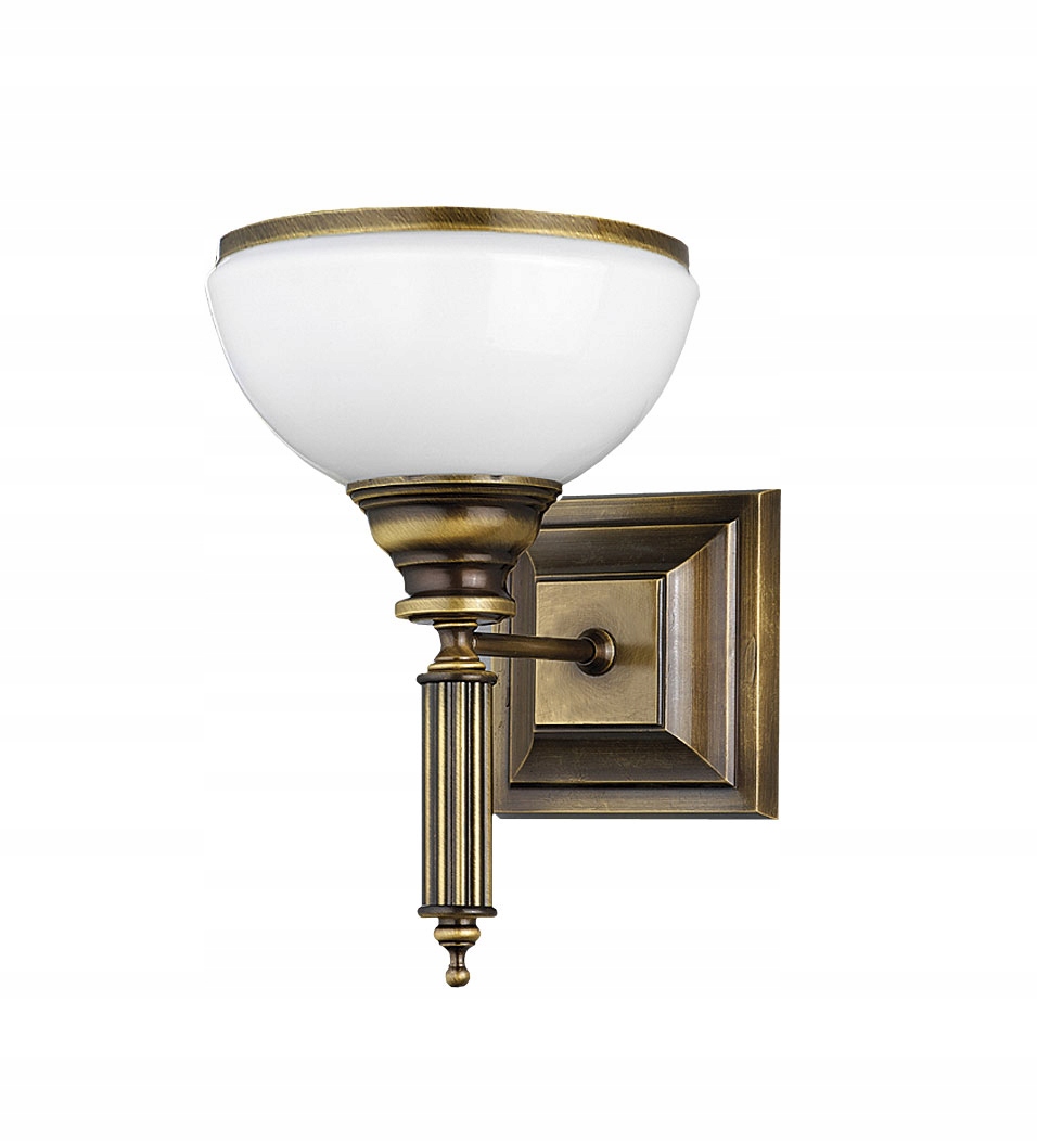 Jupiter Zeus retro nástěnné svítidlo mosaz patinované bílé stínidlo 1xE27