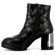 Černé kotníkové boty na podpatku Carinii 38, kožené dámské boty na podpatku a podpatku