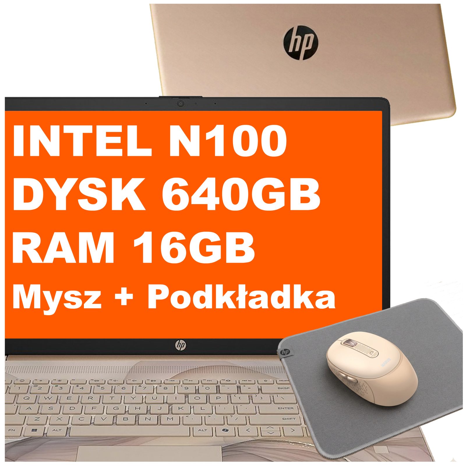 Notebook Hp 17-cn N100 16GB 640GB Intel Uhd Hd+ W11 Chai Latte Myš Podložka