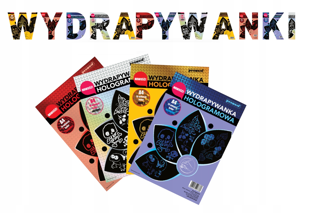 wydrapywanka hologramowa  A4 a'10 ZŁOTA + 2 rylce — 3