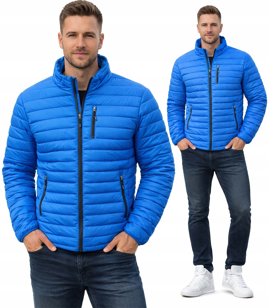 Kurtka Męska Pikowana Niebieska Przejściowa Wiosenna 5.000 Membrana 3XL