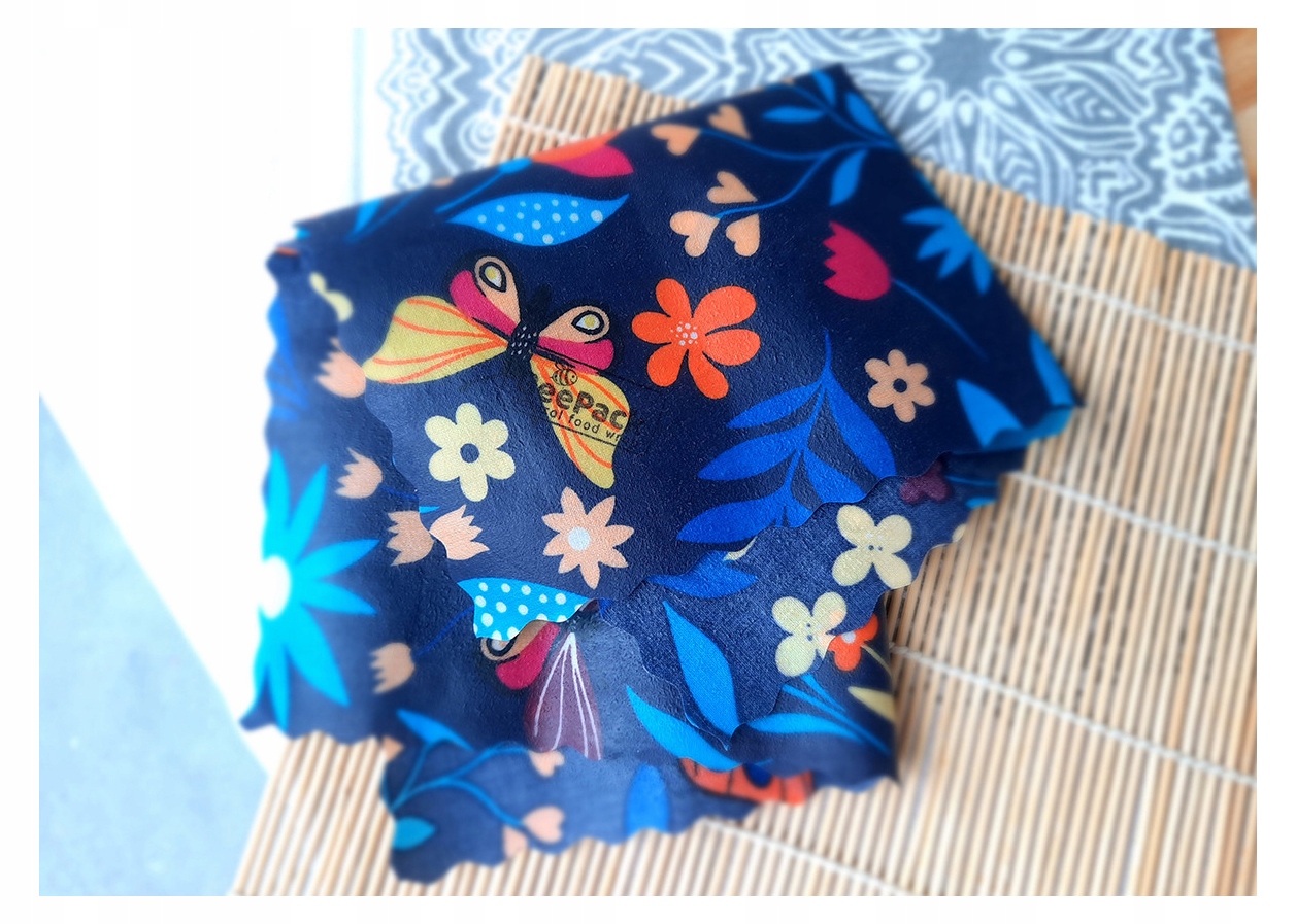 Woskowijka do przechowywania żywności 36x36cm 1szt Motyw roślinny