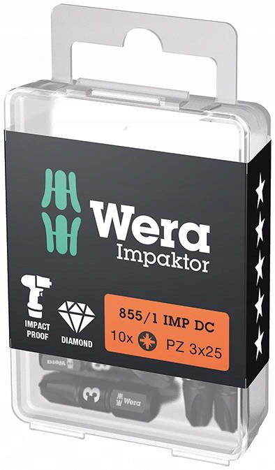 Bit Impaktor 1/4" Din 3126 C63 PZ3x25mm 10 kusů Wera