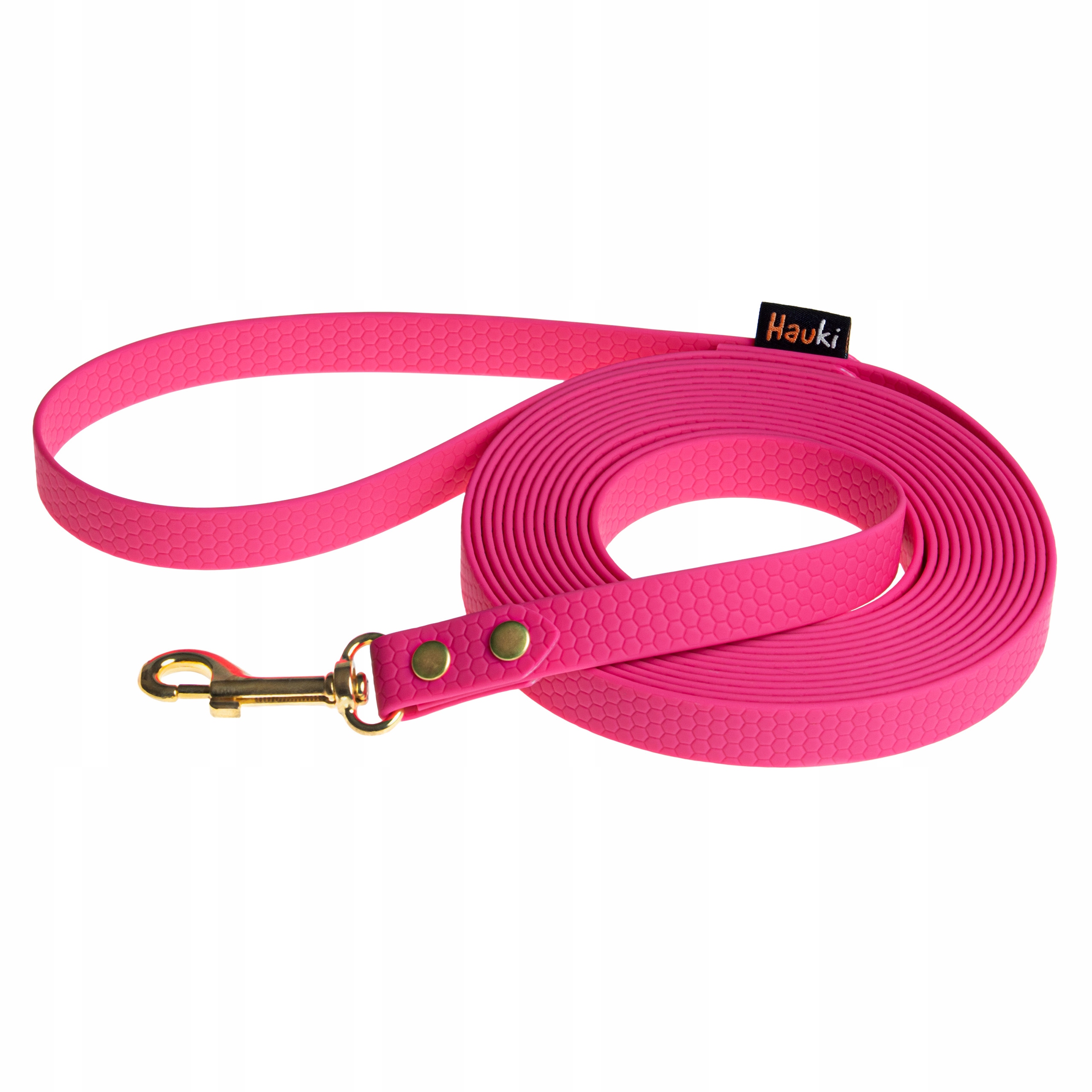 Levně Treningové Vodítko. Vodítko Pro Psa 10 M. Růžová, Zlaté Prvky. Vzor Hexa
