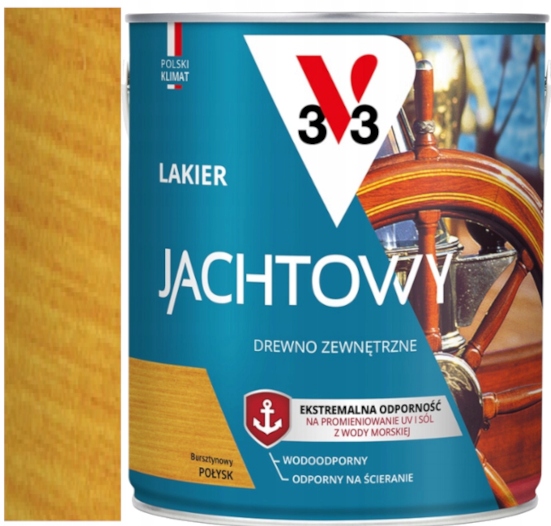 Lakier Jachtowy V33 odporny na wodę odporny na ścieranie bursztynowy 0,75L