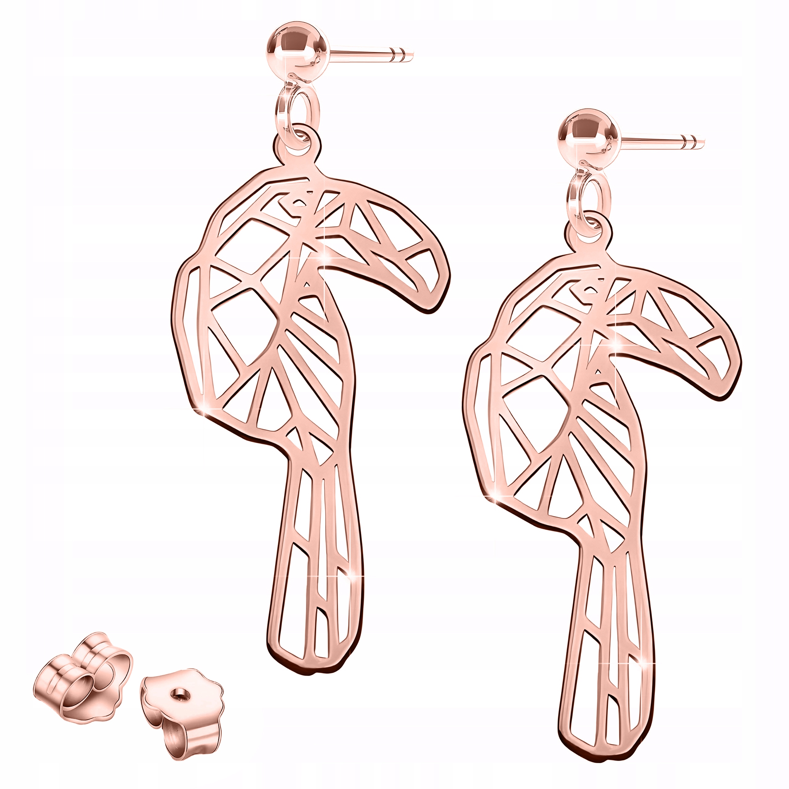 Náušnice Pozlacené s ptákem Plechovka Rajský pták Tukan Stříbro 925