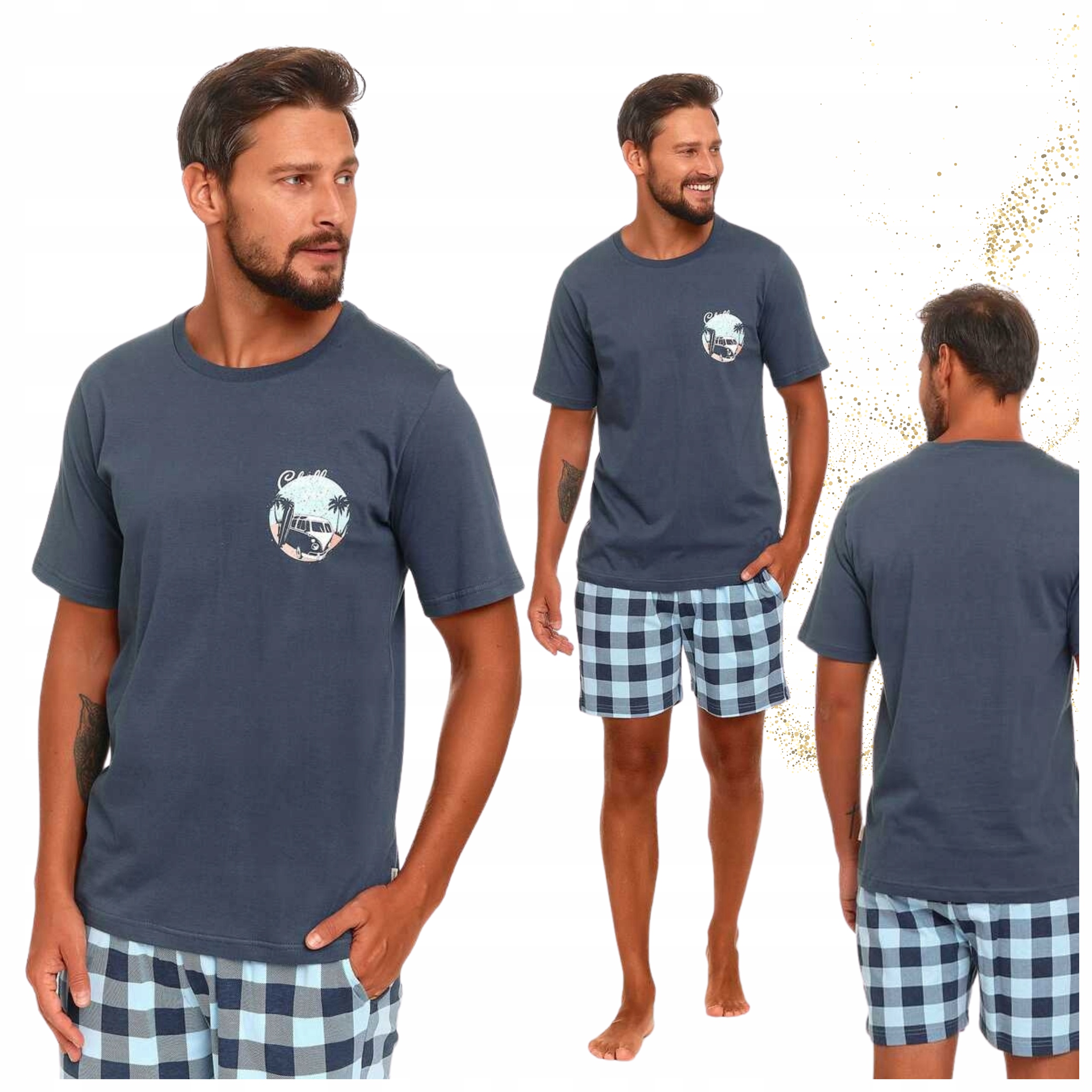 Doctornap Pánské bavlněné pyžamo s krátkým rukávem Pmb 4416 námořnická modrá XXL