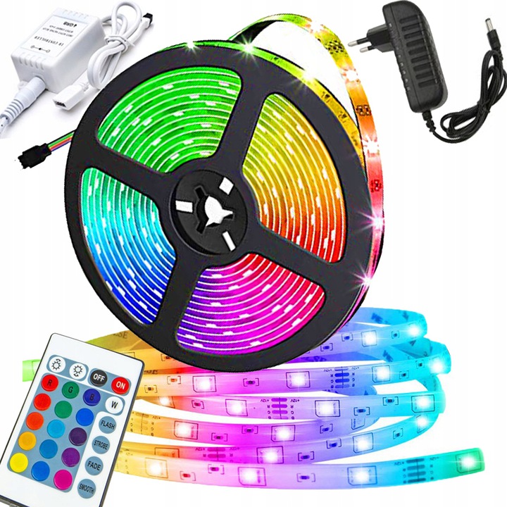WIELOKOLOROWA WODOODPORNA TAŚMA LED 5M +PILOT Kod producenta Zestaw 5m LED TAŚMY