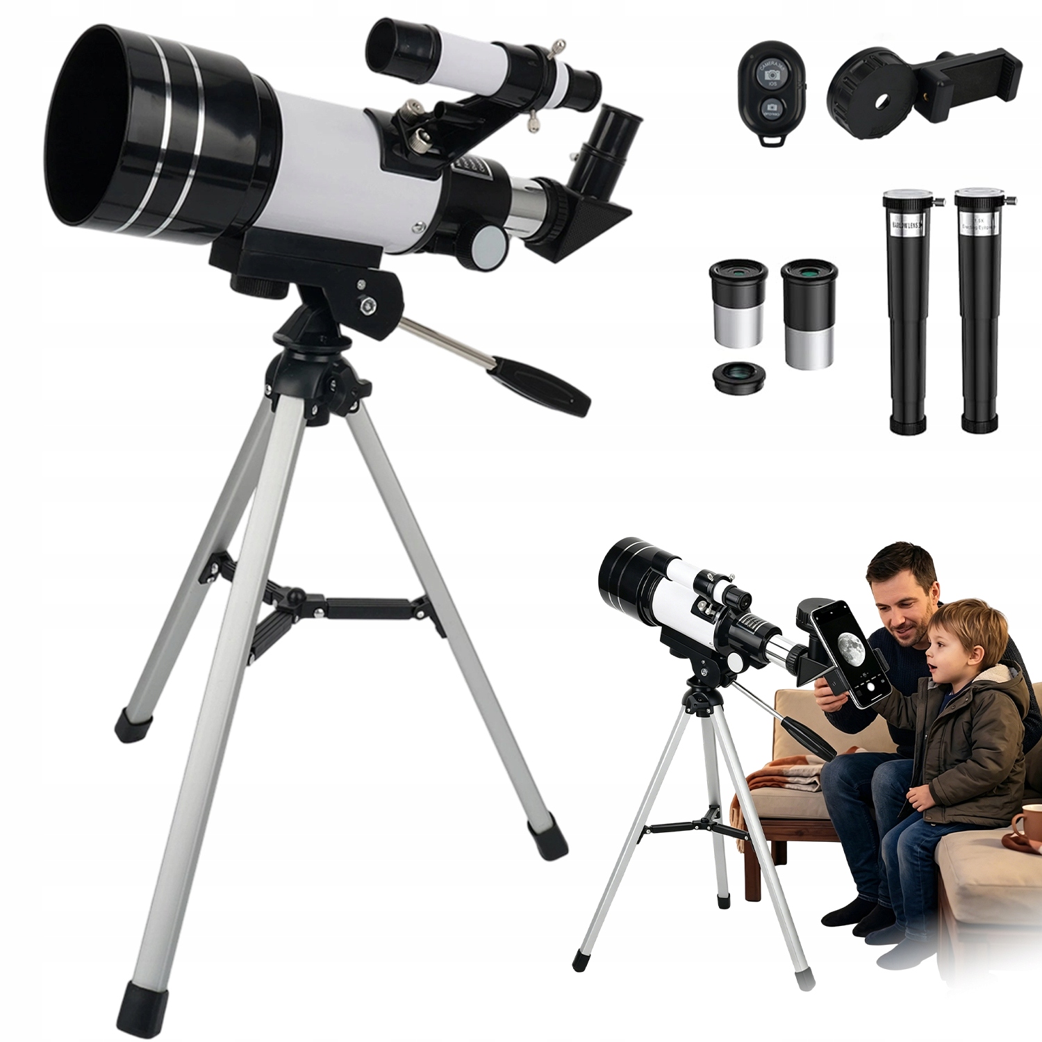 Dětský Astronomický Teleskop 70 MM 400 MM Dalekohled, Sada Se Stativem