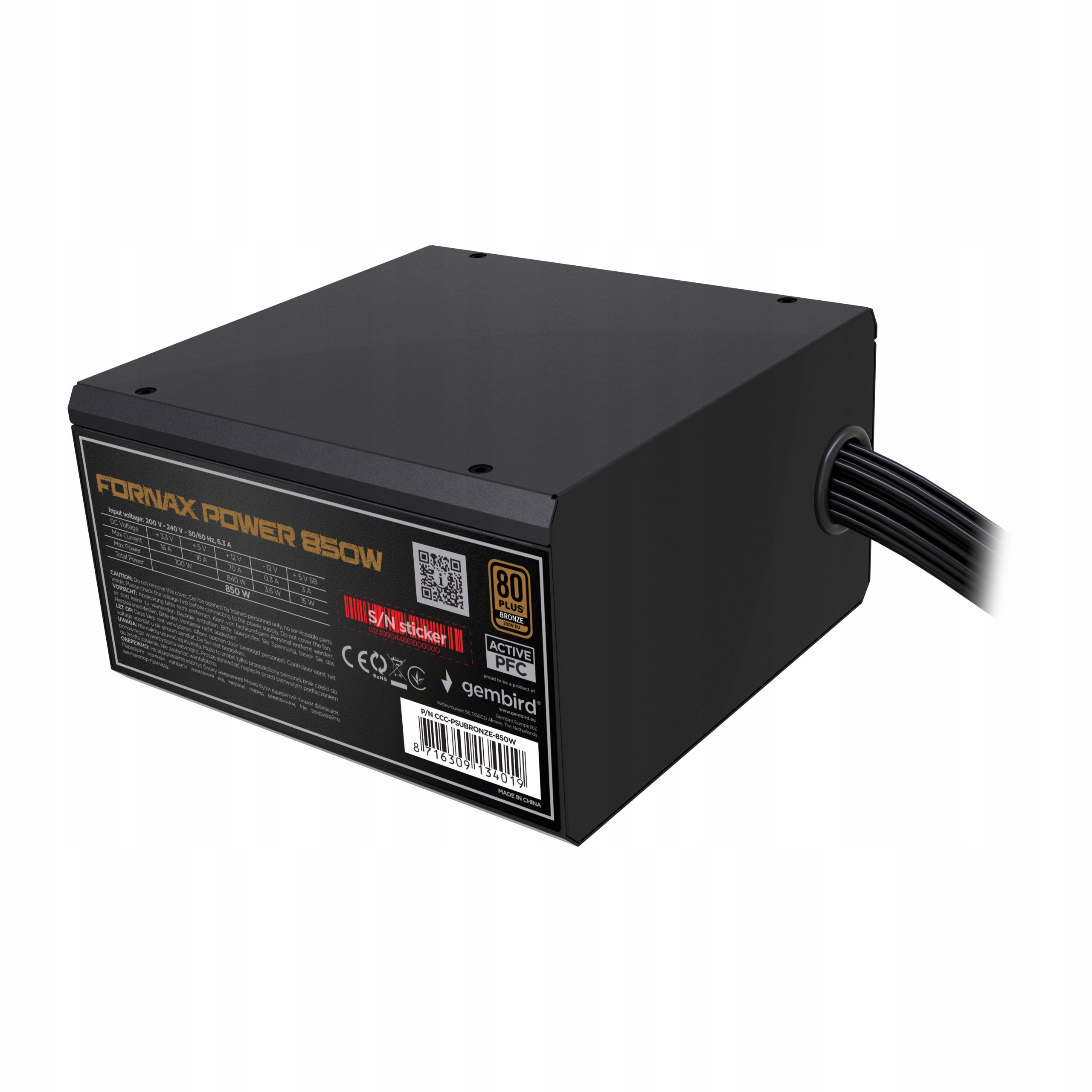 Gembird Fx 850W 80+ Bronze CCC-PSUBRONZE-850W