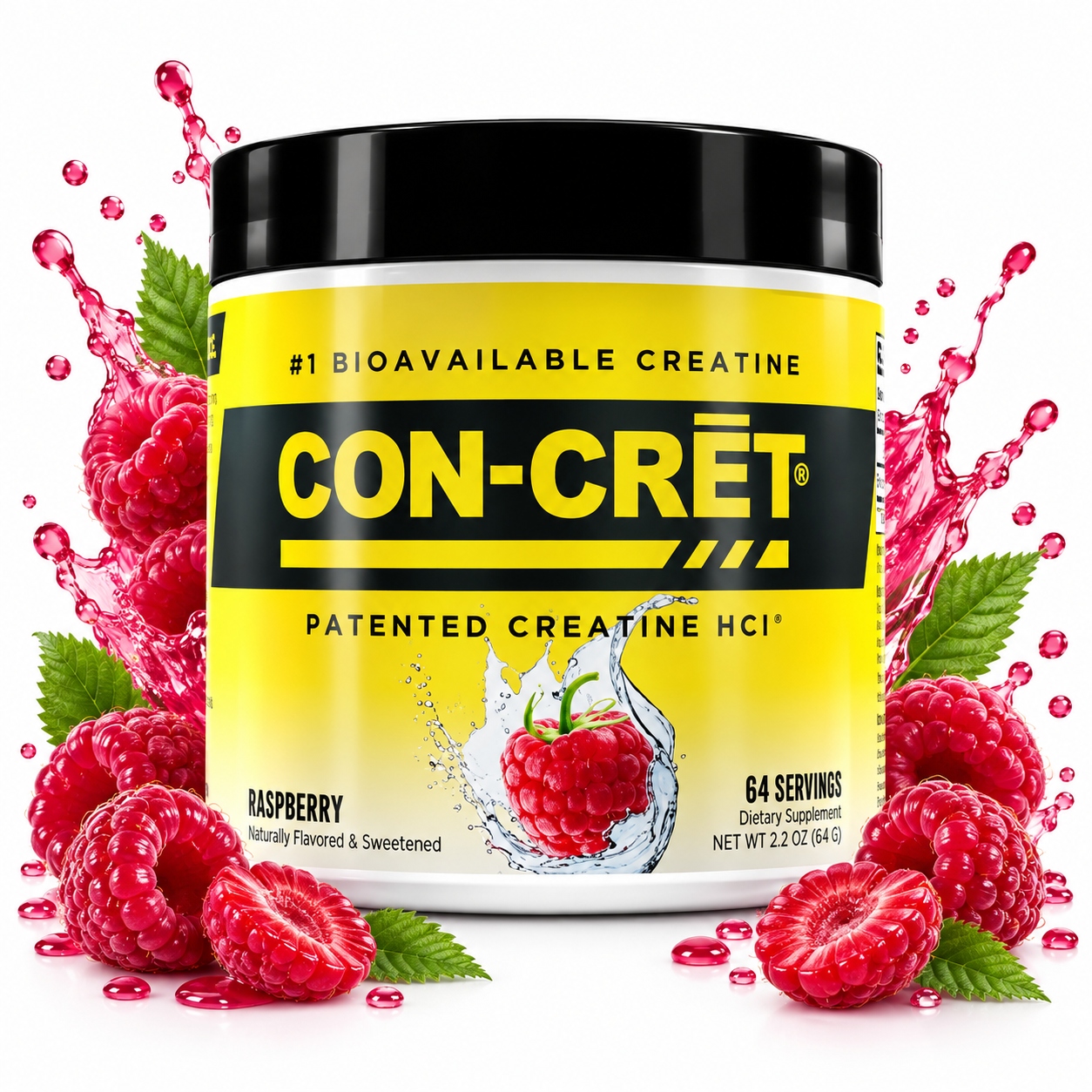 Promera Health Con-Cret Kreatin hydrochlorid 64 Porce Síla maliny