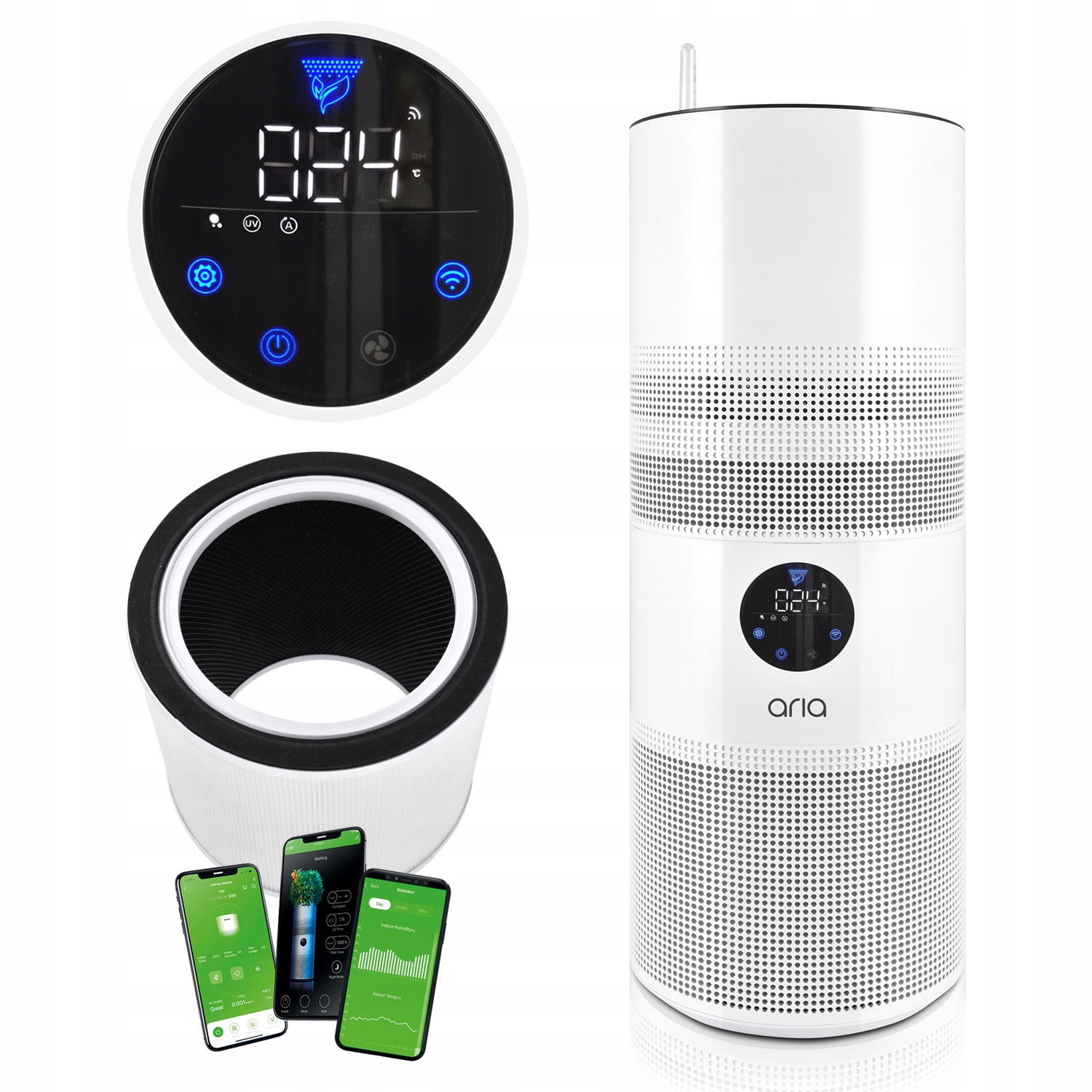 Oczyszczacz powietrza Jonizator Wifi Lampa Uv Filtr Hepa