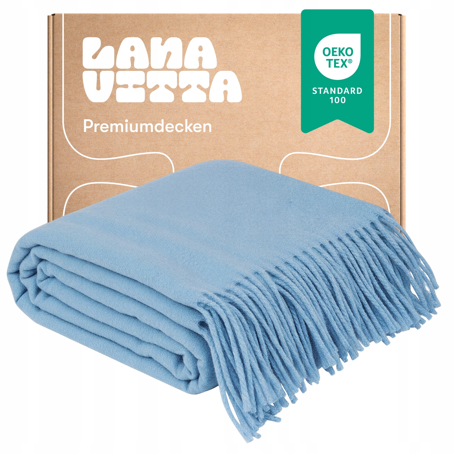 Vlněná deka teplá Oven 100% Novozélandská vlna Pled Modrá 140x200 cm