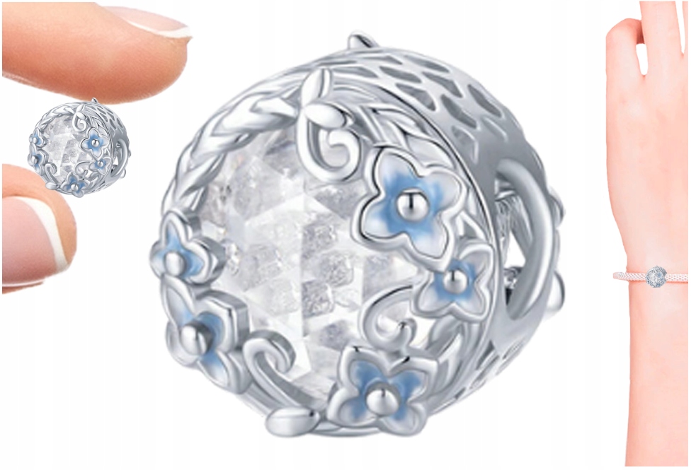 

Charms Kwiaty Kamień Zawieszka Charms Srebro 925