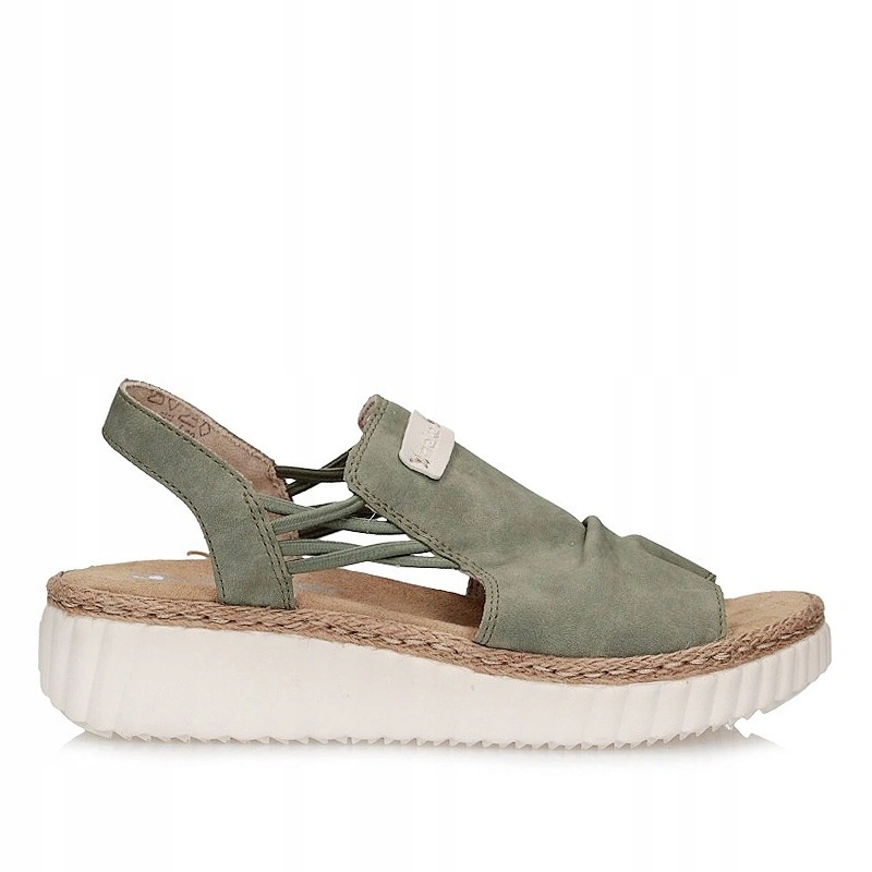Dámské sandály Rieker 69262-52 zelené na platformě, nazouvací