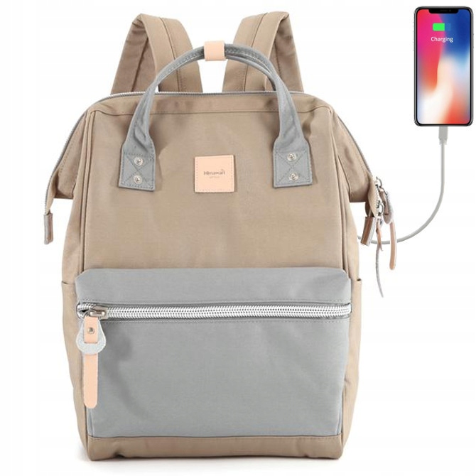 Plecak do samolotu Himawari Sorrel HM1881 na laptopa 13,3 Usb kawowo-szary