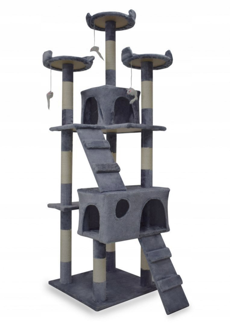 Drapak Dla Kota Jasnoszary 170CM Drzewko Z Legowiskami Sizal Słupki Domki