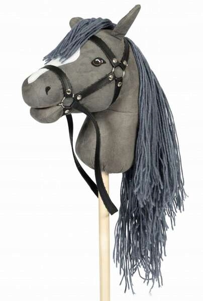 Koń na kiju z plecakiem do Hobby Horse zabawa i skoki Szary Astrup
