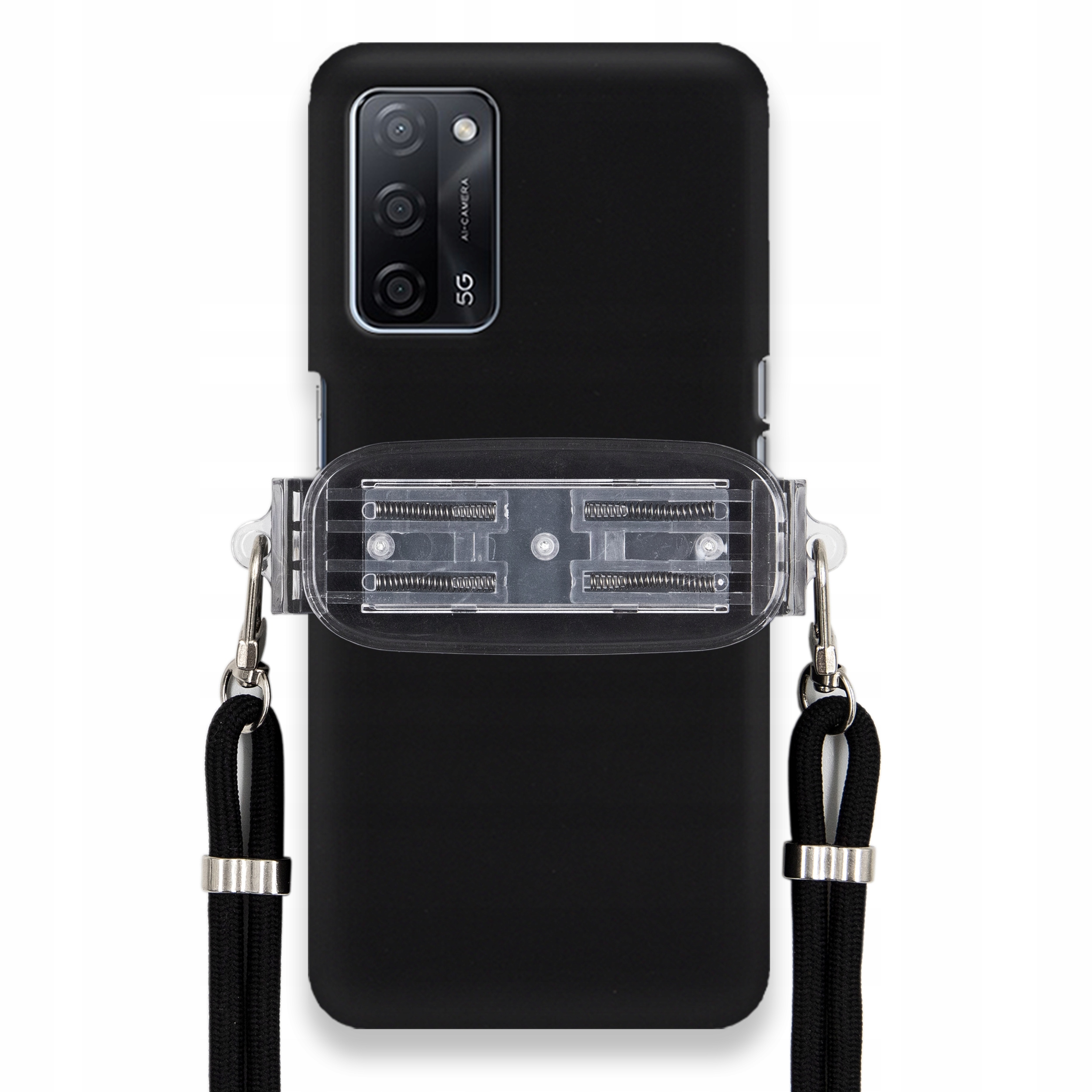 Puzdro Na Oppo A55 5G Smooth Case Ochrana Univerzálny Držiak Čierna Šnúrka