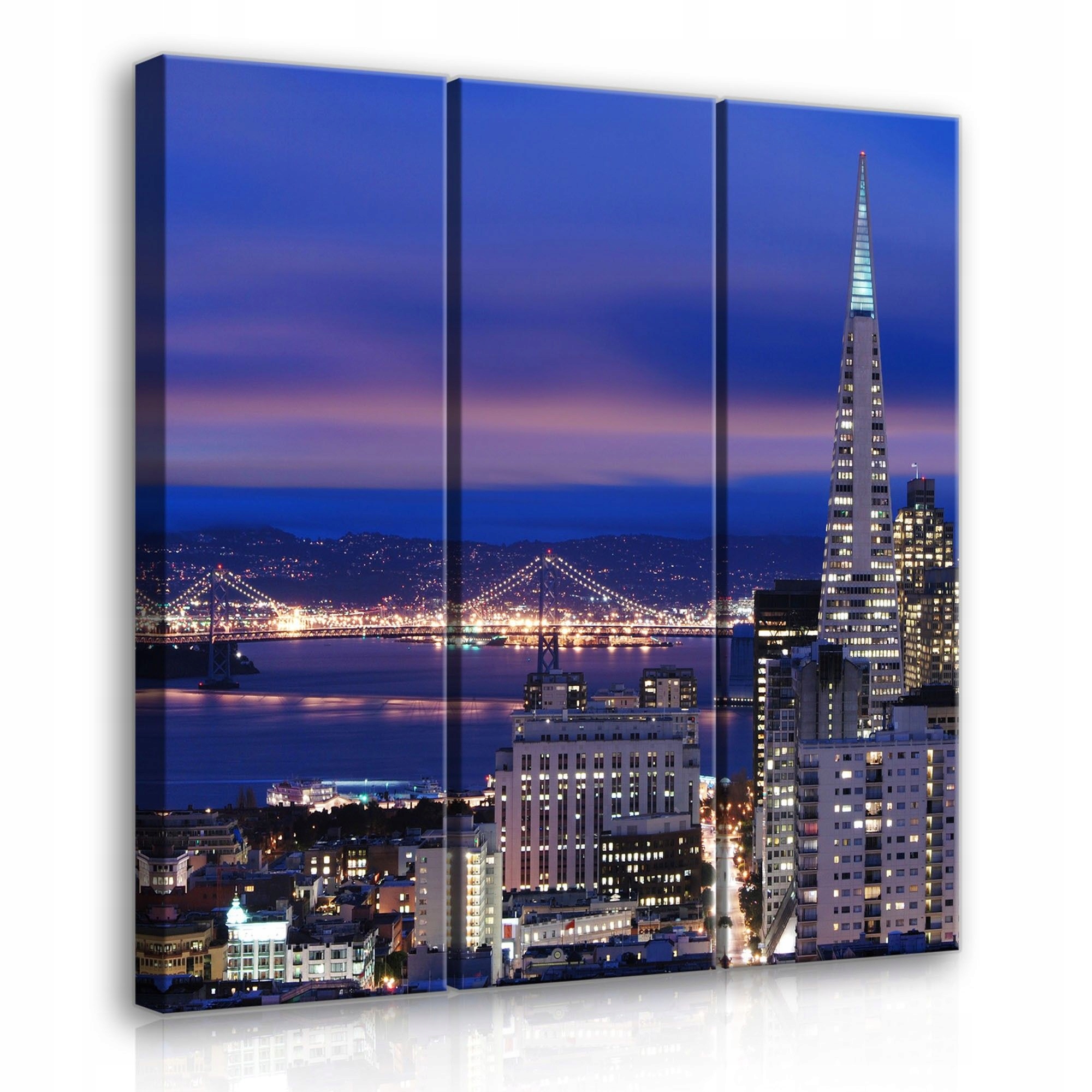 Obraz 90x100 Noční město panorama mrakodrapy most světla obloha krajina