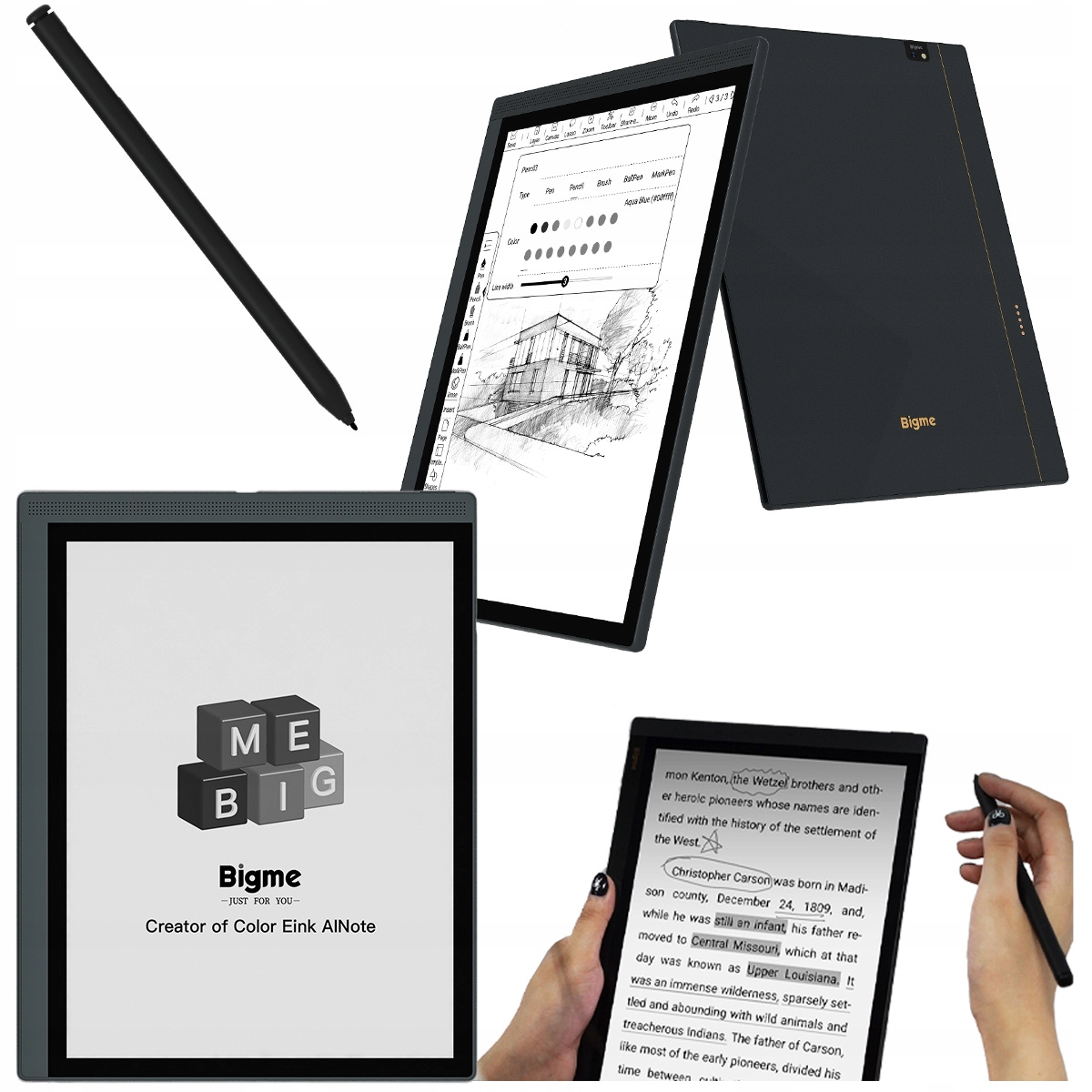 Bigme B1051 2w1 Czytnik e-book i notes 6/128 Gb 10” czarno-biały dotykowy