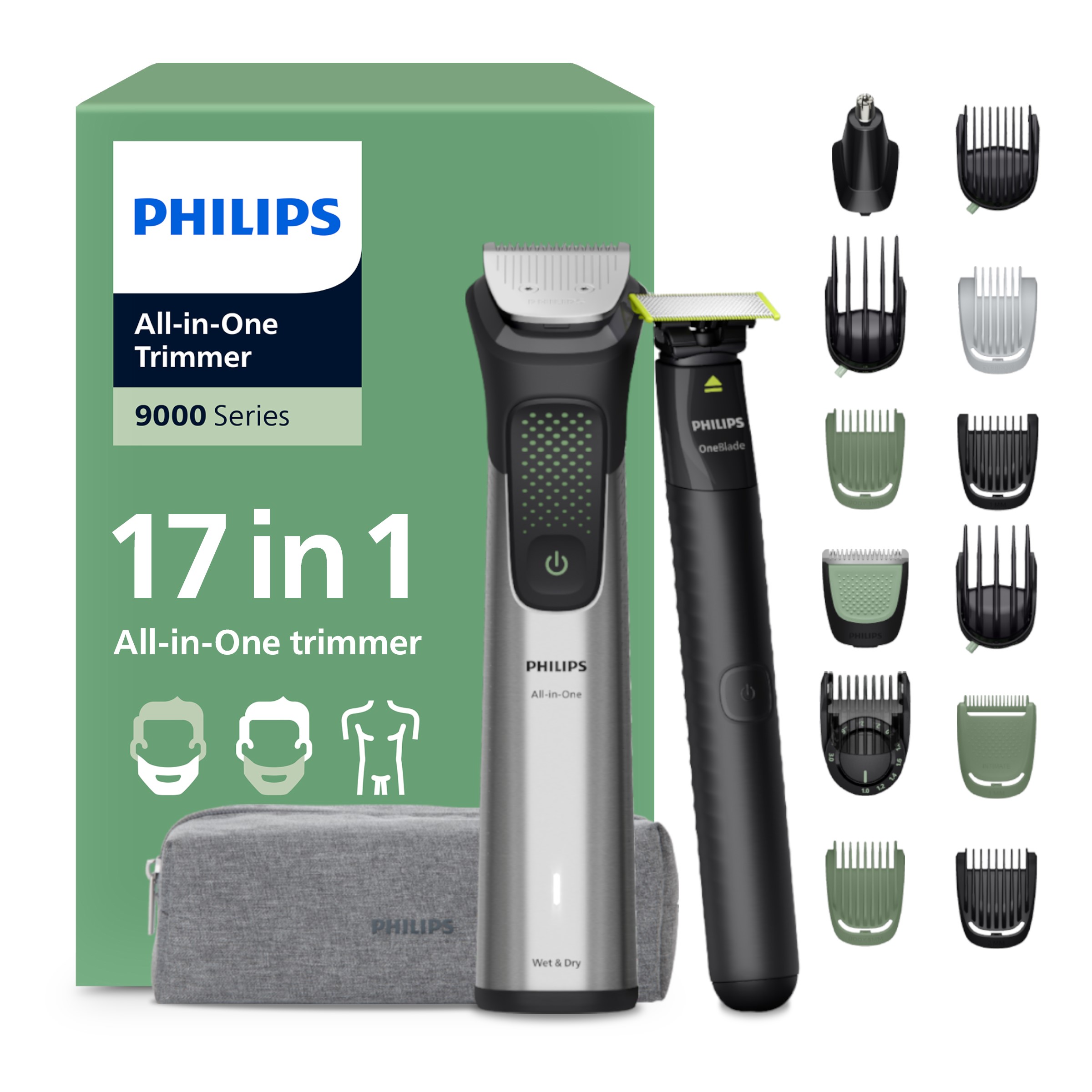 Zestaw Trymer do włosów seria 9000 Multigroom OneBlade Philips MG9535/15