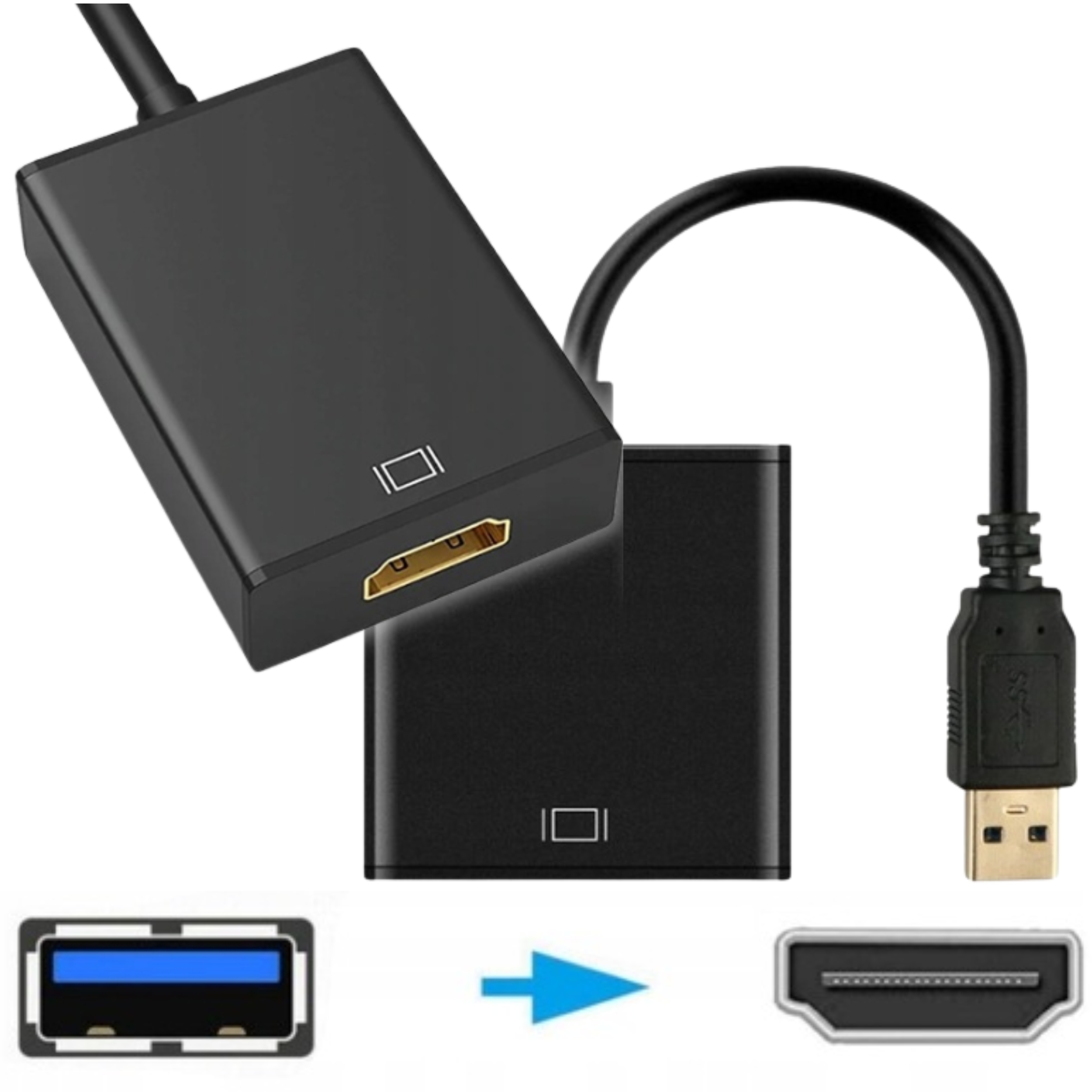 Adapter USB 3.0 do HDMI konwerter Full HD 1080p Windows PC TV monitor