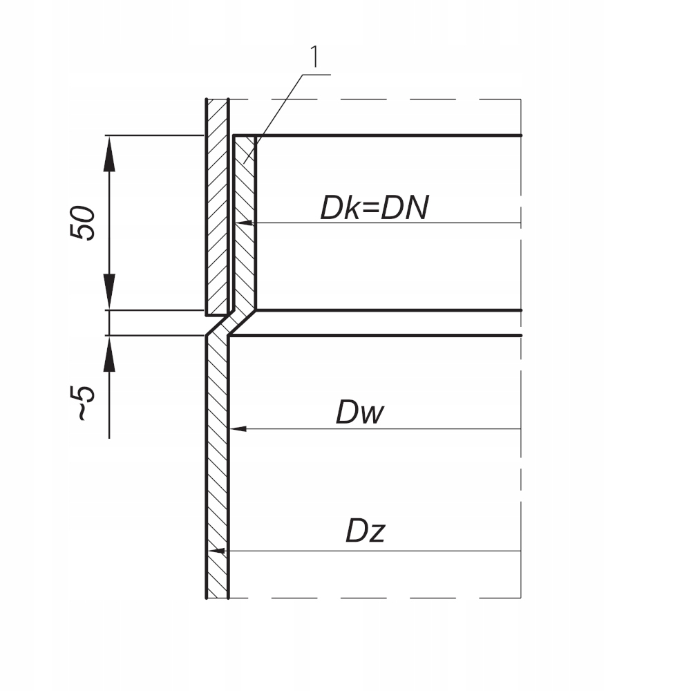 Rura dymowa fi 160/1000 mm Długość 1 m