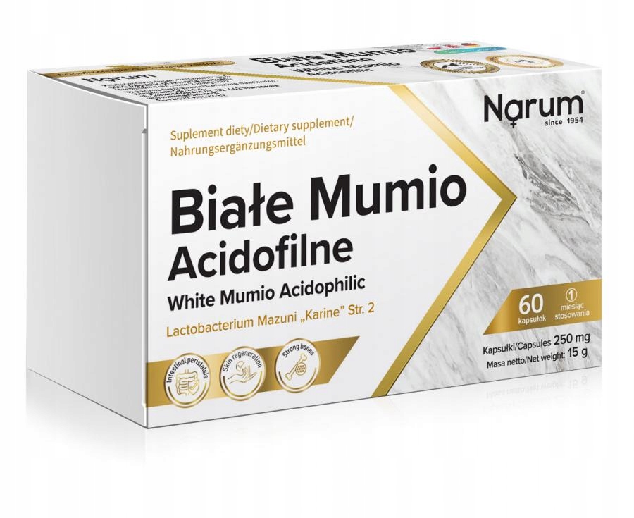Kapsułki Narum białe mumio acidofilne 250 mg 60 szt. Lactobacillus