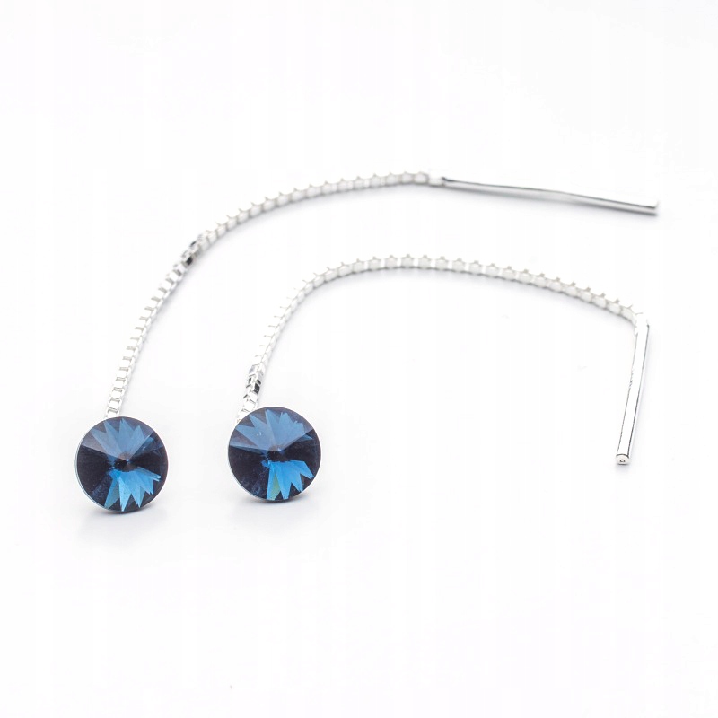 

Srebrne długie kolczyki z kr. Swarovski 6mm Mont
