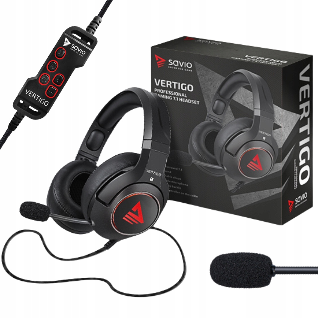 Słuchawki gamingowe Usb przewodowe Savio Vertigo 7.1 mikrofon Pilot