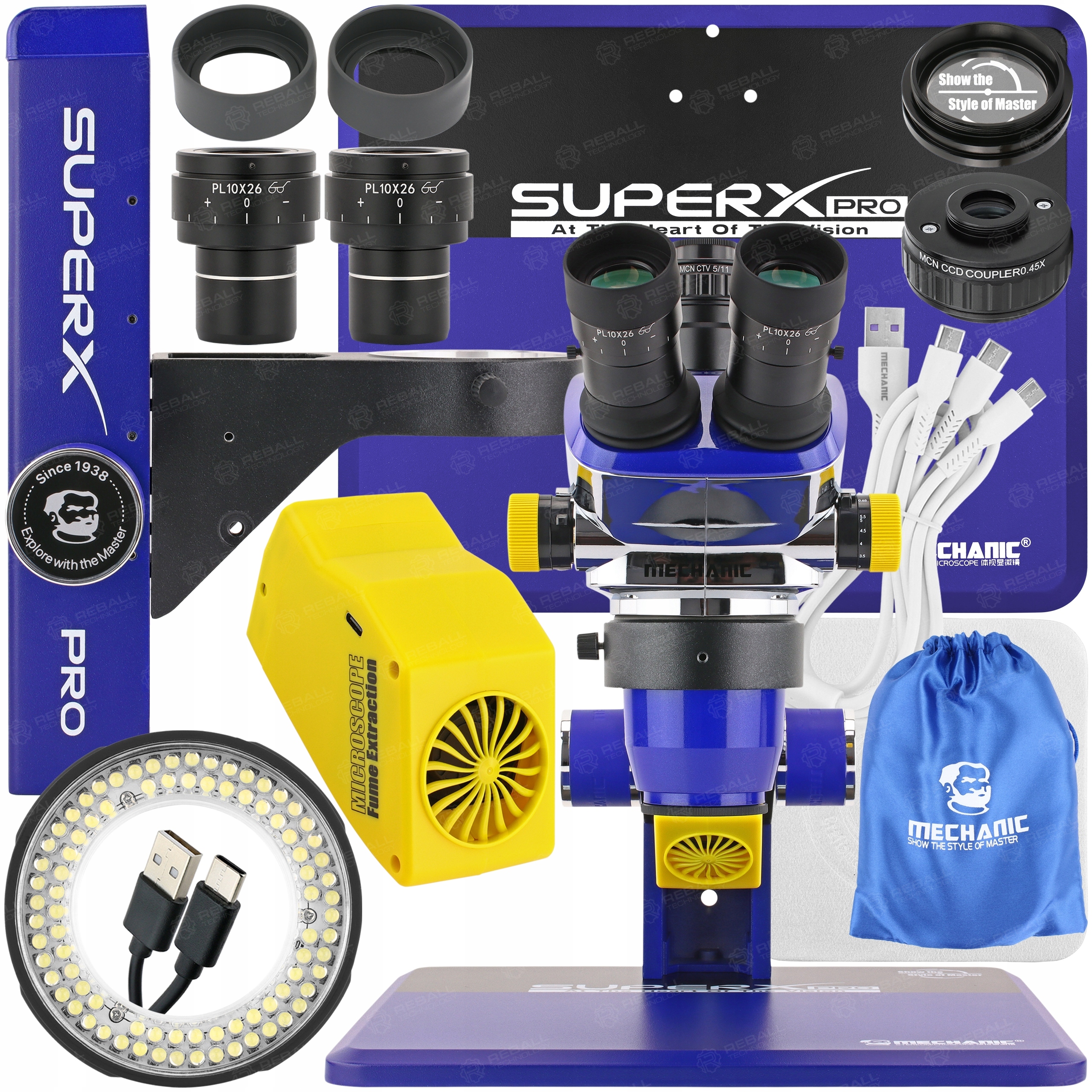 Trinokulární Stereoskopický Mikroskop Mechanic X Pro-tsd 6.5-55x LS5