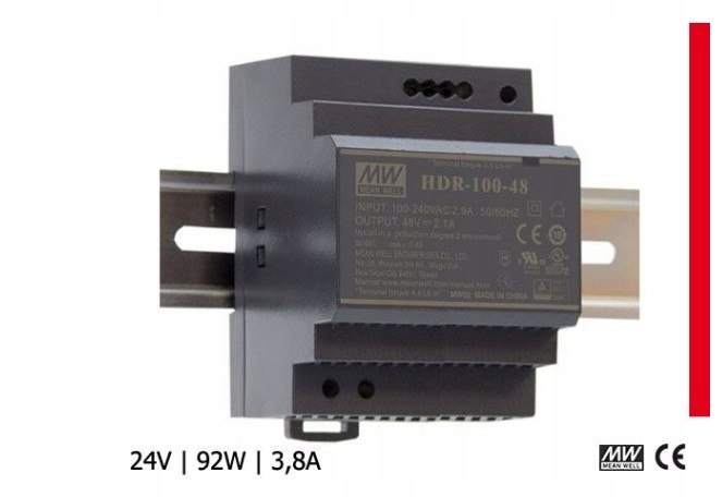 

Zasilacz Na Szynę Din Mean Well HDR-100-24 24V 92W
