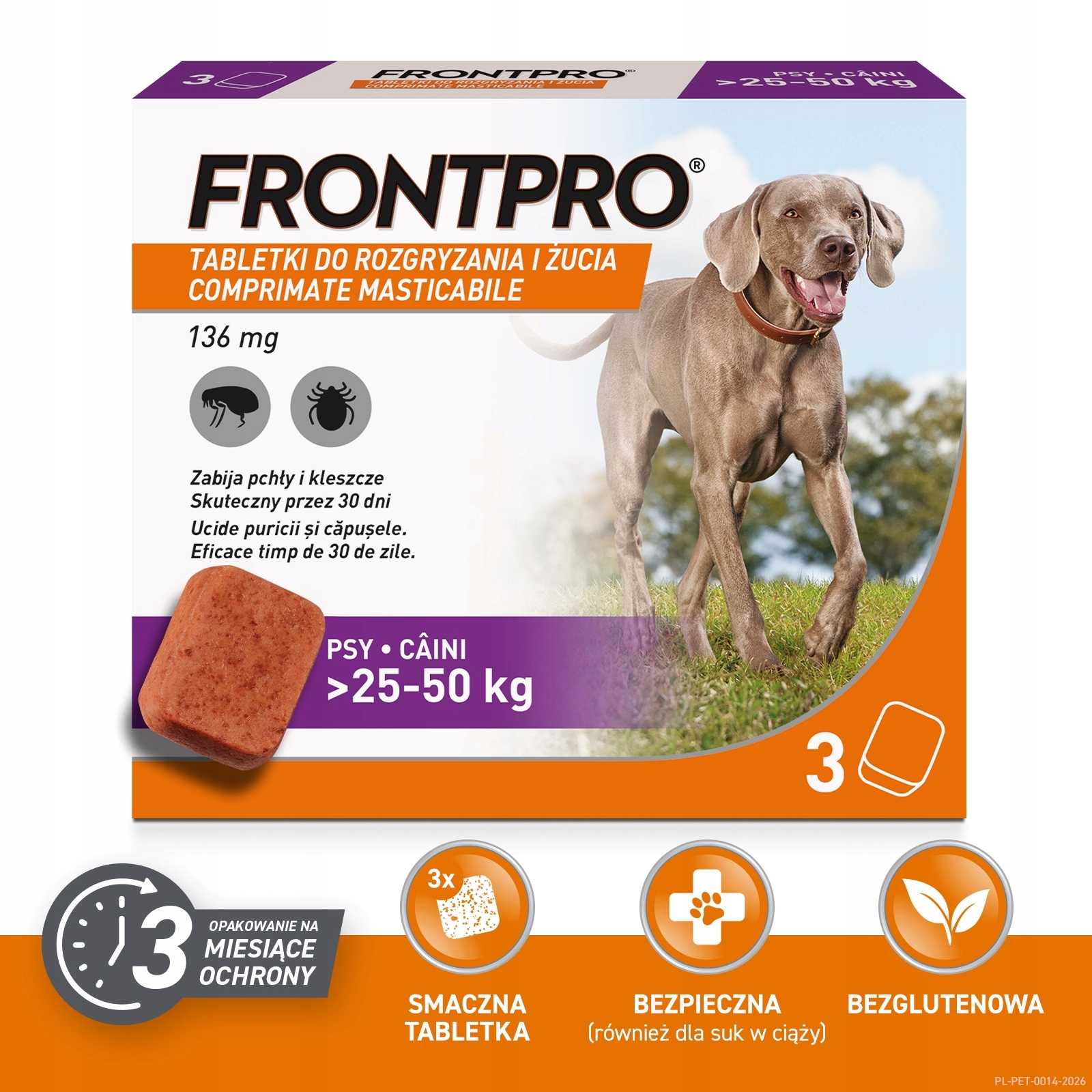 FrontPro 136mg x 3 tab. dla psów 25-50 kg