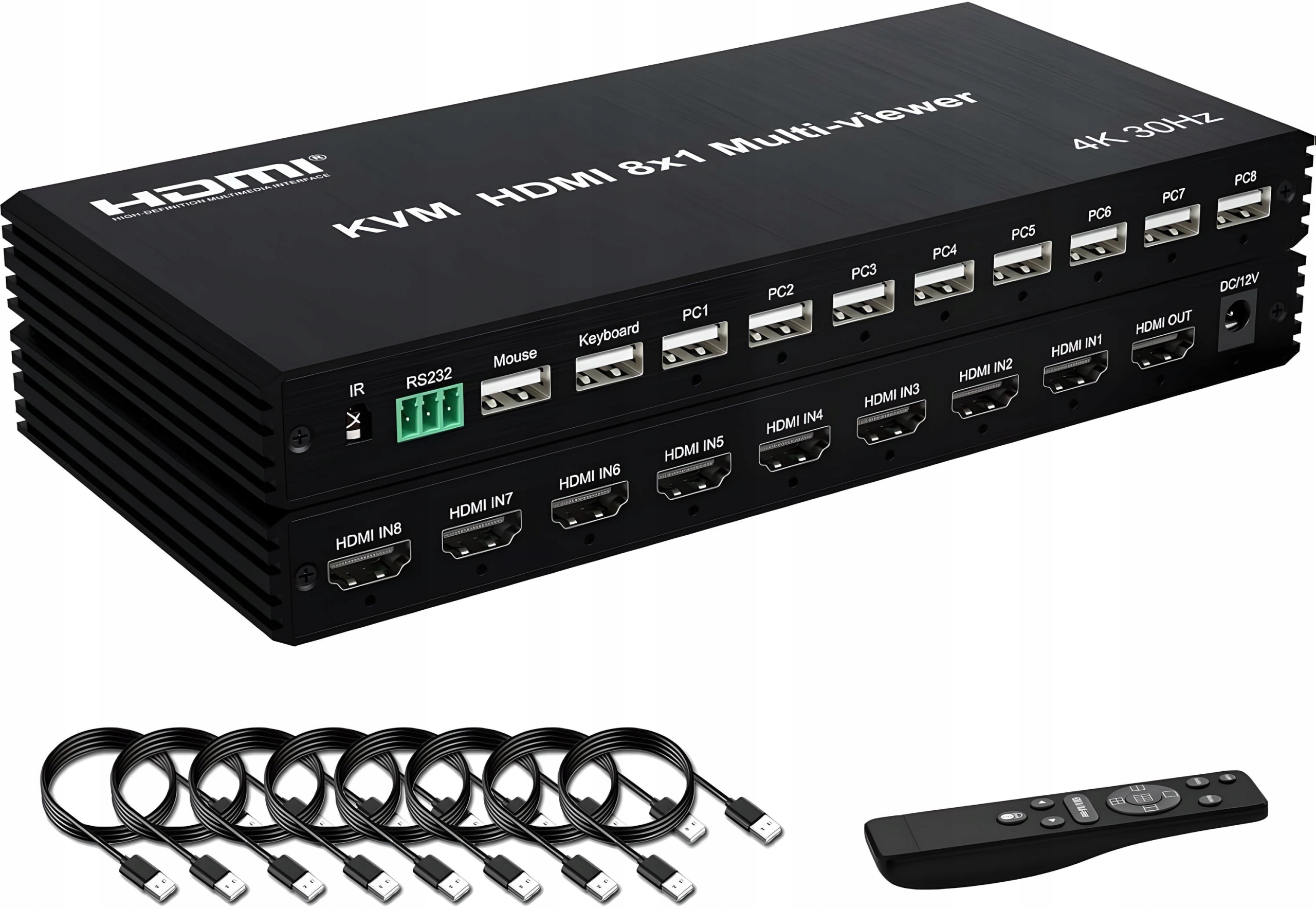 Rozdělovač Kvm Hdmi 8x1 Multiviewer Přepínač Switch 8 Obrazů 1 Obrazovka