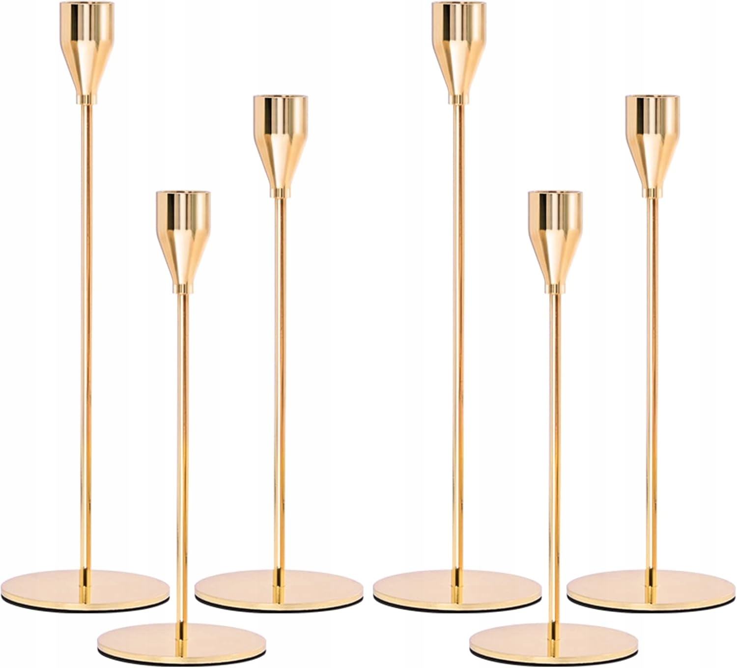 6-BALENÍ Kovových Svícnů Vysokých Na Kuželové Svíčky Růžové Zlato